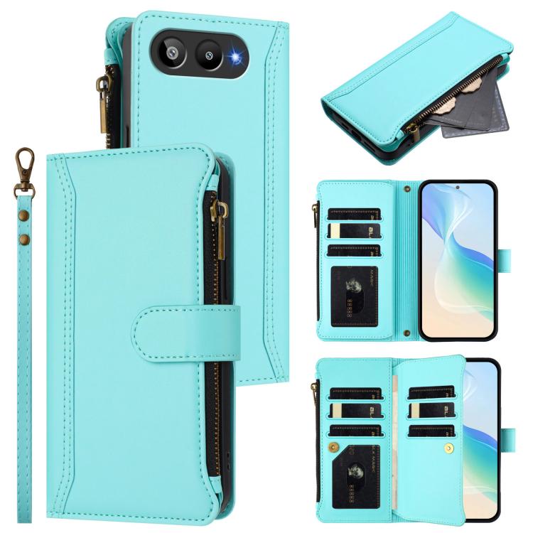 Magnetic Closure 9 Card Slots Zipper Leather Case with Hand Strap, For BLU G95, For BLU Bold N4, For BLU Bold K10 / G54, For BLU G54, For BLU G64, For BLU Bold K50, For BLU C9, For BLU View 5 Pro
