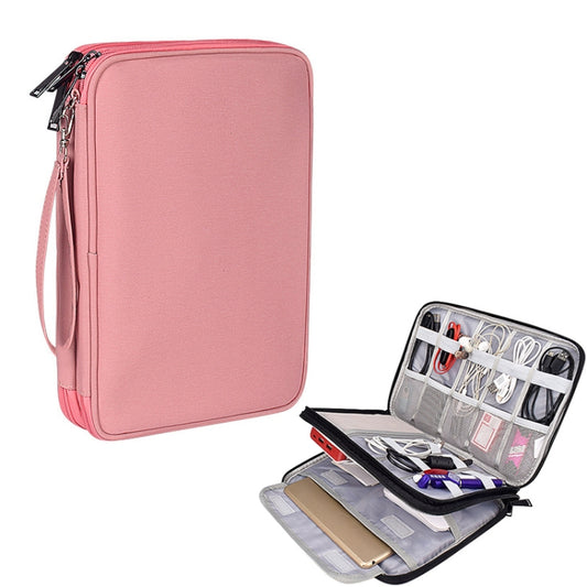 SM01 Multi-function Waterproof Double Layer Data Cable Earphone U Disk Digital Accessories Storage Bag, Size: S, Size: S(Pink), Size: S(Black)