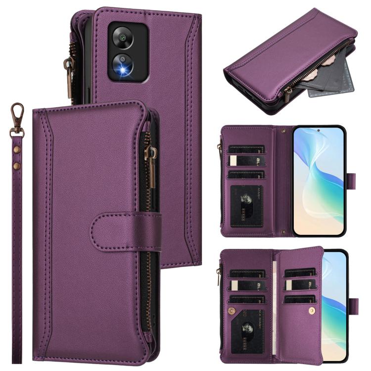 Magnetic Closure 9 Card Slots Zipper Leather Case with Hand Strap, For Boost Mobile Summit 5G, For Boost Mobile Celero 5G+ 2024, For Boost Mobile Celero 5G 2024, For Boost Mobile Celero 5G SC
