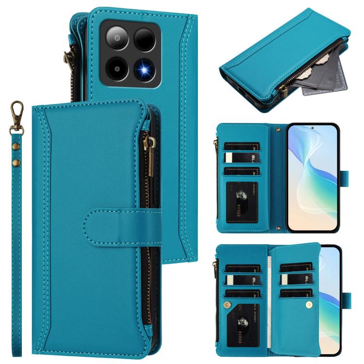 Magnetic Closure 9 Card Slots Zipper Leather Case with Hand Strap, For Boost Mobile Summit 5G, For Boost Mobile Celero 5G+ 2024, For Boost Mobile Celero 5G 2024, For Boost Mobile Celero 5G SC