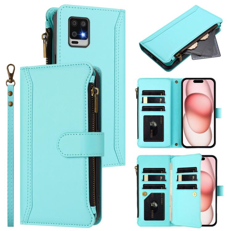 Magnetic Closure 9 Card Slots Zipper Leather Case with Hand Strap, For Sharp Aquos wish4, For Sharp Aquos R9 SH-51E, For Sharp Aquos Sense8 SHG11 / SH-54D, For Sharp Aquos Wish3, For Sharp Aquos R7, For Sharp Aquos Air / zero6, For Sharp Aquos R6