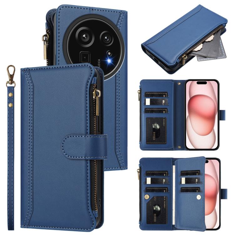 Magnetic Closure 9 Card Slots Zipper Leather Case with Hand Strap, For Sharp Aquos wish6, For Sharp Aquos R11, For Sharp Aquos Sense10, For Sharp Aquos R10, For Sharp Aquos wish5, For Sharp Aquos sense9 Plus, For Sharp Aquos sense9, For Sharp Aquos R9 Pro