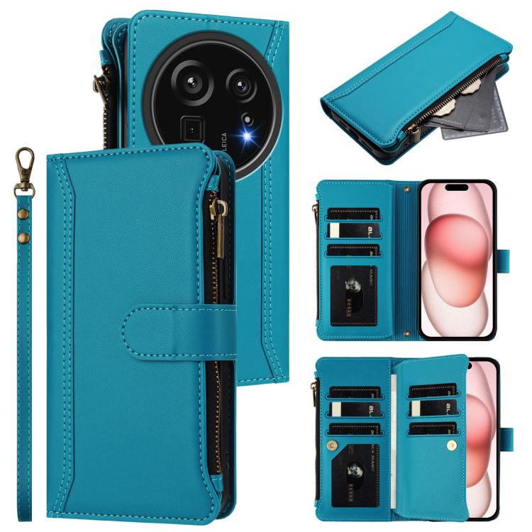Magnetic Closure 9 Card Slots Zipper Leather Case with Hand Strap, For Sharp Aquos wish6, For Sharp Aquos R11, For Sharp Aquos Sense10, For Sharp Aquos R10, For Sharp Aquos wish5, For Sharp Aquos sense9 Plus, For Sharp Aquos sense9, For Sharp Aquos R9 Pro