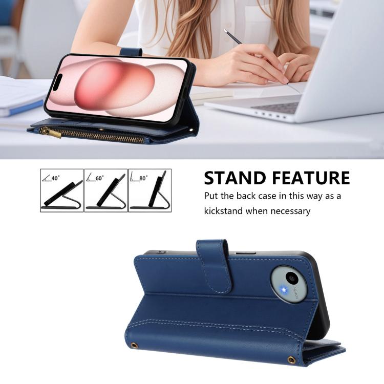 Magnetic Closure 9 Card Slots Zipper Leather Case with Hand Strap, For Sharp Aquos wish4, For Sharp Aquos R9 SH-51E, For Sharp Aquos Sense8 SHG11 / SH-54D, For Sharp Aquos Wish3, For Sharp Aquos R7, For Sharp Aquos Air / zero6, For Sharp Aquos R6