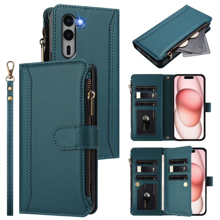Magnetic Closure 9 Card Slots Zipper Leather Case with Hand Strap, For Fujitsu Arrows We3, For Fujitsu Arrows We2, For Fujitsu Arrows We2 Plus, For Fujitsu Arrows F-01L / F-42A