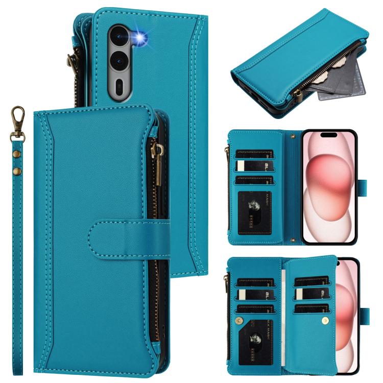 Magnetic Closure 9 Card Slots Zipper Leather Case with Hand Strap, For Fujitsu Arrows We3, For Fujitsu Arrows We2, For Fujitsu Arrows We2 Plus, For Fujitsu Arrows F-01L / F-42A