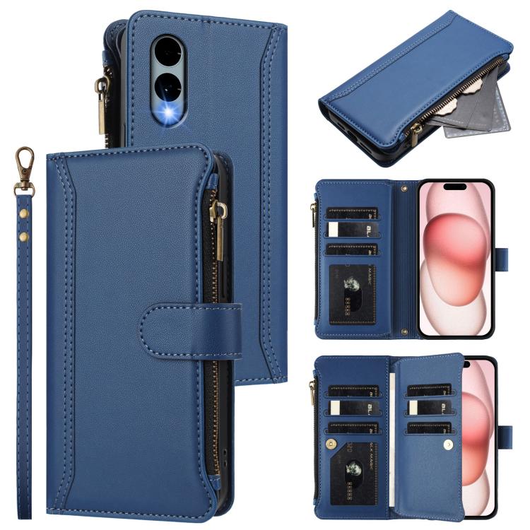 Magnetic Closure 9 Card Slots Zipper Leather Case with Hand Strap, For Fujitsu Arrows We3, For Fujitsu Arrows We2, For Fujitsu Arrows We2 Plus, For Fujitsu Arrows F-01L / F-42A