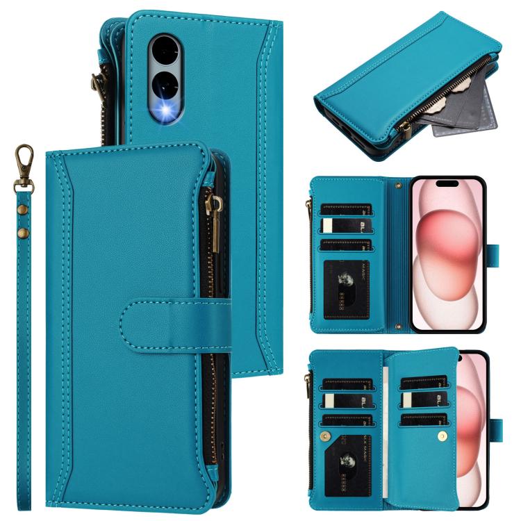 Magnetic Closure 9 Card Slots Zipper Leather Case with Hand Strap, For Fujitsu Arrows We3, For Fujitsu Arrows We2, For Fujitsu Arrows We2 Plus, For Fujitsu Arrows F-01L / F-42A