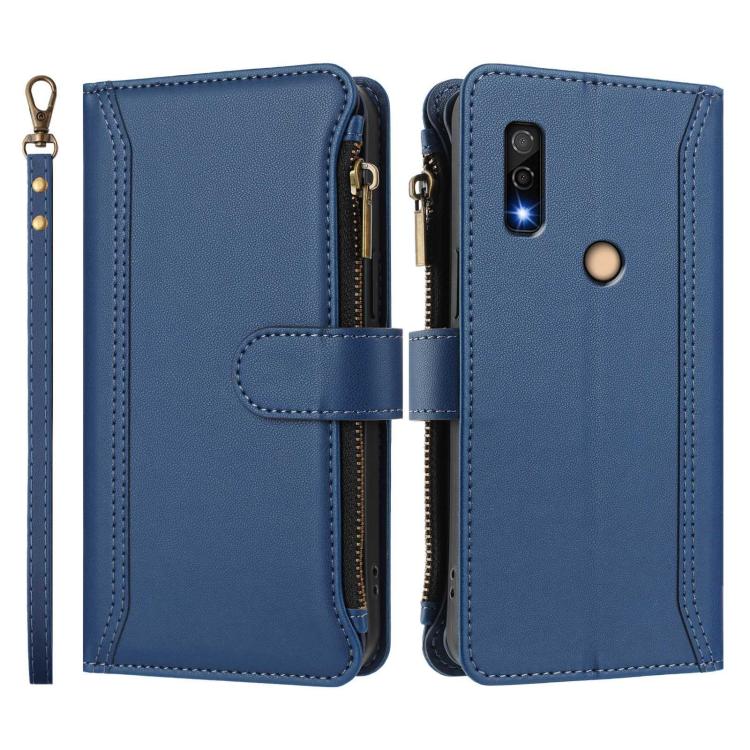 Magnetic Closure 9 Card Slots Zipper Leather Case with Hand Strap, For Fujitsu Arrows We3, For Fujitsu Arrows We2, For Fujitsu Arrows We2 Plus, For Fujitsu Arrows F-01L / F-42A