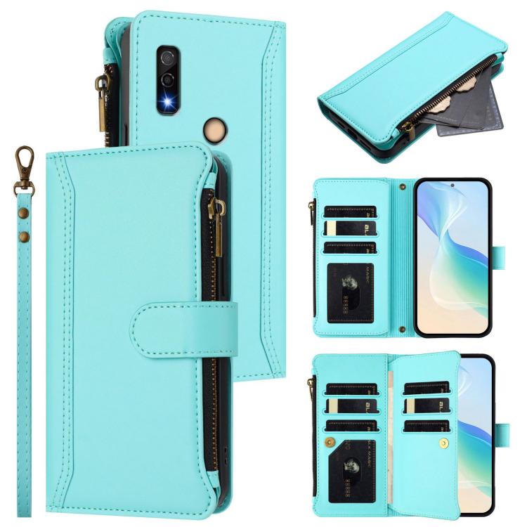 Magnetic Closure 9 Card Slots Zipper Leather Case with Hand Strap, For Fujitsu Arrows We3, For Fujitsu Arrows We2, For Fujitsu Arrows We2 Plus, For Fujitsu Arrows F-01L / F-42A