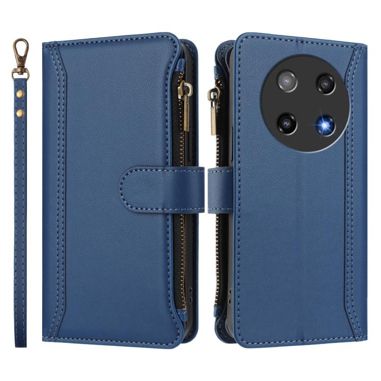 Magnetic Closure 9 Card Slots Zipper Leather Case with Hand Strap, For Coolpad C16, For Coolpad X100, For Coolpad Cool 40i