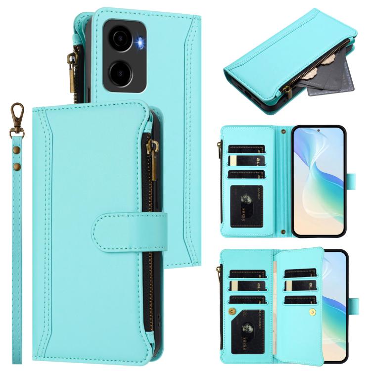 Magnetic Closure 9 Card Slots Zipper Leather Case with Hand Strap, For Cricket Icon Plus 2026 / Icon 7 5G, For Cricket Magic 2 5G, For Cricket Debut S3, For Cricket Icon 6, For Cricket Outlast 5G