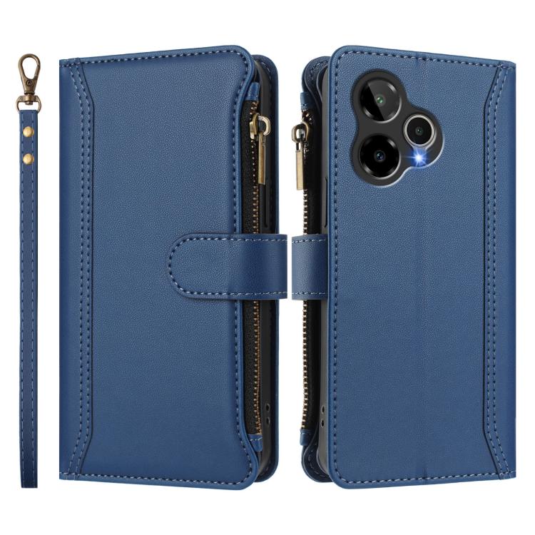Magnetic Closure 9 Card Slots Zipper Leather Case with Hand Strap, For Cricket Icon Plus 2026 / Icon 7 5G, For Cricket Magic 2 5G, For Cricket Debut S3, For Cricket Icon 6, For Cricket Outlast 5G