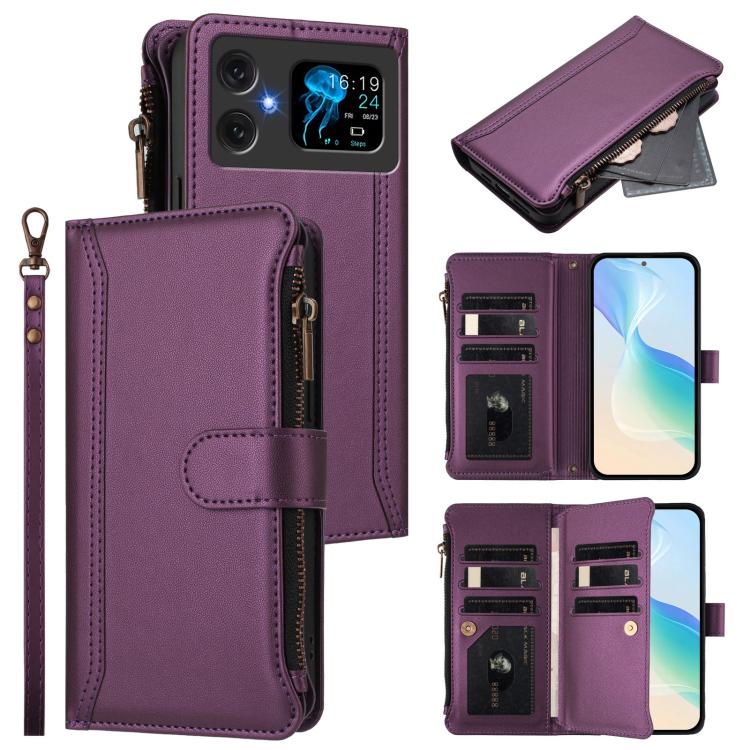 Magnetic Closure 9 Card Slots Zipper Leather Case with Hand Strap, For Cubot A40, For Cubot P90, For Cubot A30, For Cubot A20, For Cubot Max 5, For Cubot A10, For Cubot Note 40, For Cubot P50