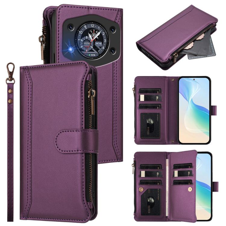 Magnetic Closure 9 Card Slots Zipper Leather Case with Hand Strap, For Cubot A40, For Cubot P90, For Cubot A30, For Cubot A20, For Cubot Max 5, For Cubot A10, For Cubot Note 40, For Cubot P50