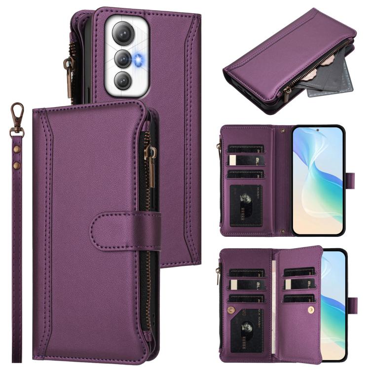 Magnetic Closure 9 Card Slots Zipper Leather Case with Hand Strap, For Cubot A40, For Cubot P90, For Cubot A30, For Cubot A20, For Cubot Max 5, For Cubot A10, For Cubot Note 40, For Cubot P50