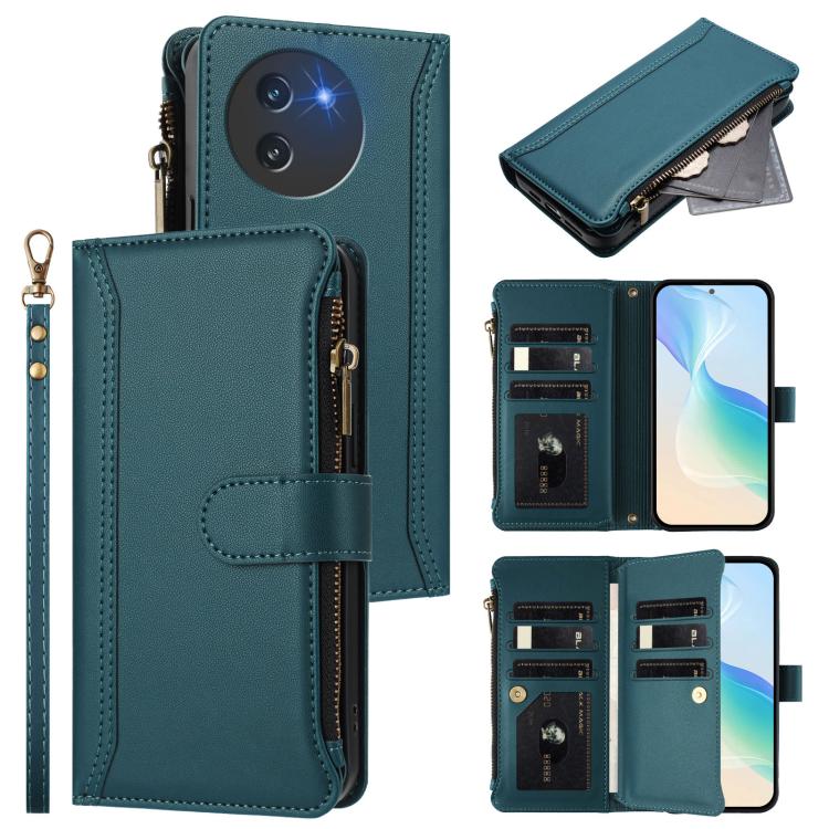 Magnetic Closure 9 Card Slots Zipper Leather Case with Hand Strap, For Doogee Note 56 / Note 56 Pro, For Doogee N60 Pro, For Doogee Note 59 5G / Note 59 Pro, For Doogee Note 58 / Note 58 Pro, For Doogee N55 / N55 Plus