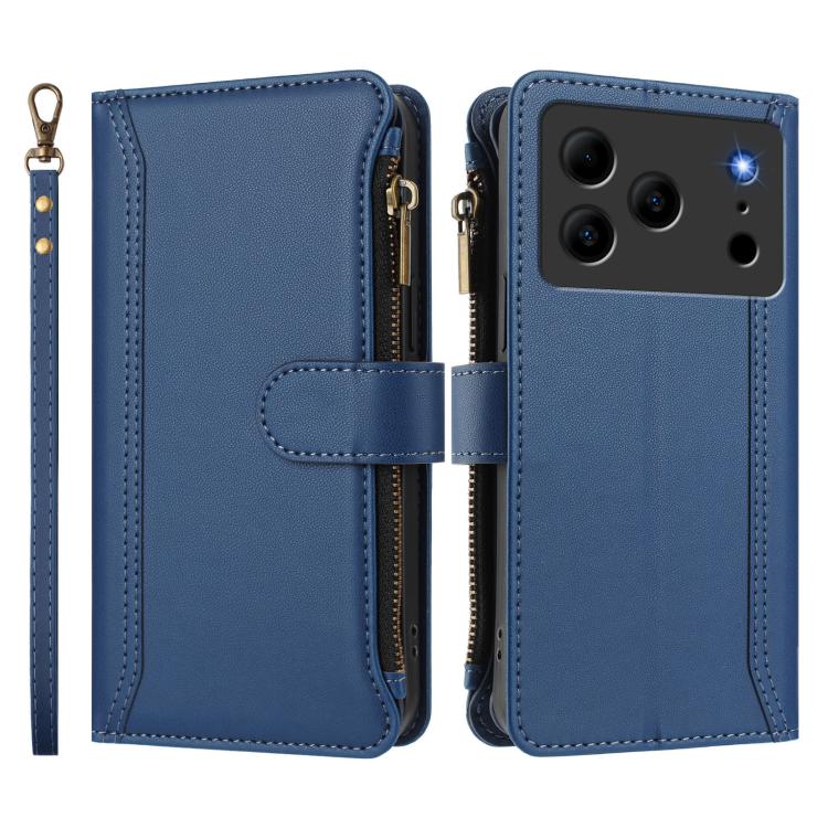 Magnetic Closure 9 Card Slots Zipper Leather Case with Hand Strap, For Doogee Note 56 / Note 56 Pro, For Doogee N60 Pro, For Doogee Note 59 5G / Note 59 Pro, For Doogee Note 58 / Note 58 Pro, For Doogee N55 / N55 Plus