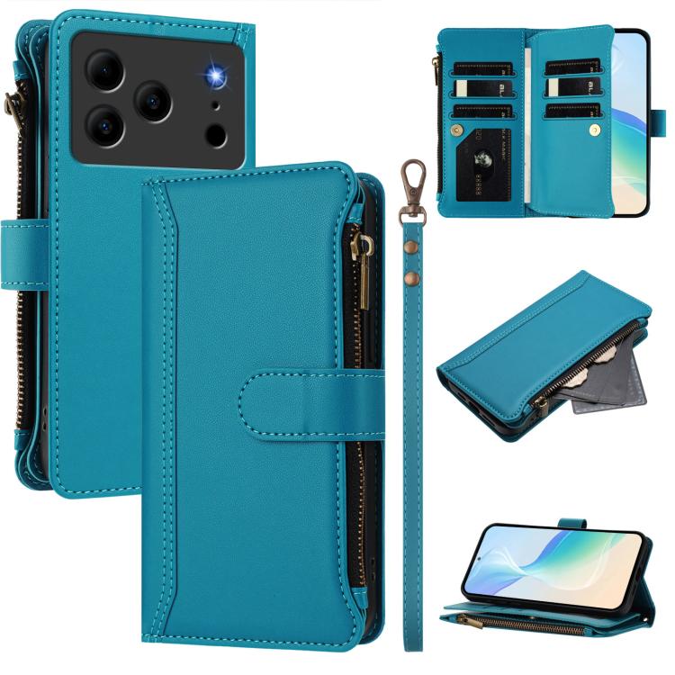 Magnetic Closure 9 Card Slots Zipper Leather Case with Hand Strap, For Doogee Note 56 / Note 56 Pro, For Doogee N60 Pro, For Doogee Note 59 5G / Note 59 Pro, For Doogee Note 58 / Note 58 Pro, For Doogee N55 / N55 Plus