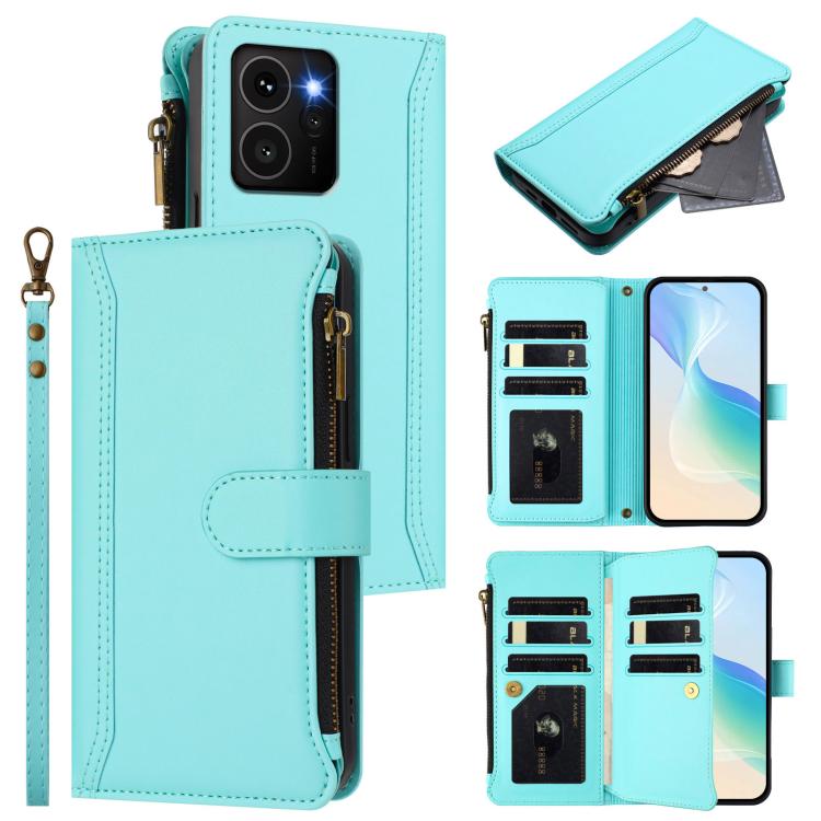 Magnetic Closure 9 Card Slots Zipper Leather Case with Hand Strap, For HMD Fuison, For HMD Pulse Pro / HMD Pulse, For HMD Skyline