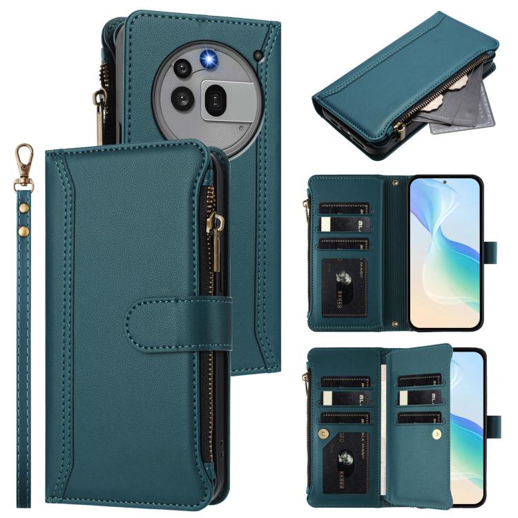 Magnetic Closure 9 Card Slots Zipper Leather Case with Hand Strap, For Nothing Phone 4a Pro, For Nothing Phone 4a, For Nothing Phone 3a, For Nothing Phone 3a Pro, For Nothing CMF Phone 1, For Nothing Phone 2A