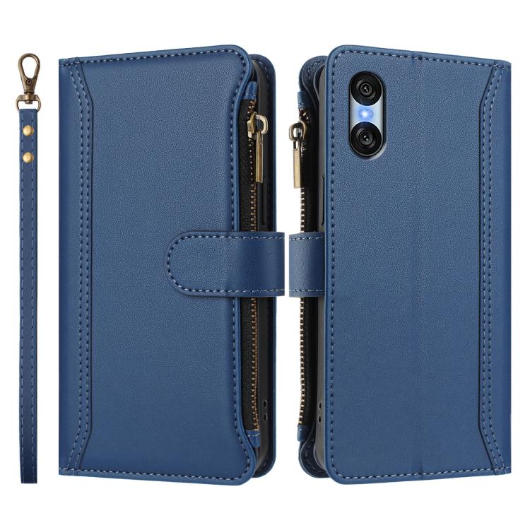 Magnetic Closure 9 Card Slots Zipper Leather Case with Hand Strap, For Sony Xperia 10 VI 2024, For Sony Xperia 1 VI 2024, For Sony Xperia 5 VI, For Sony Xperia 5 VI 2024, For Sony Xperia 5 V, For Sony Xperia 1 V 2023, For Sony Xperia 10 V 2023         ...