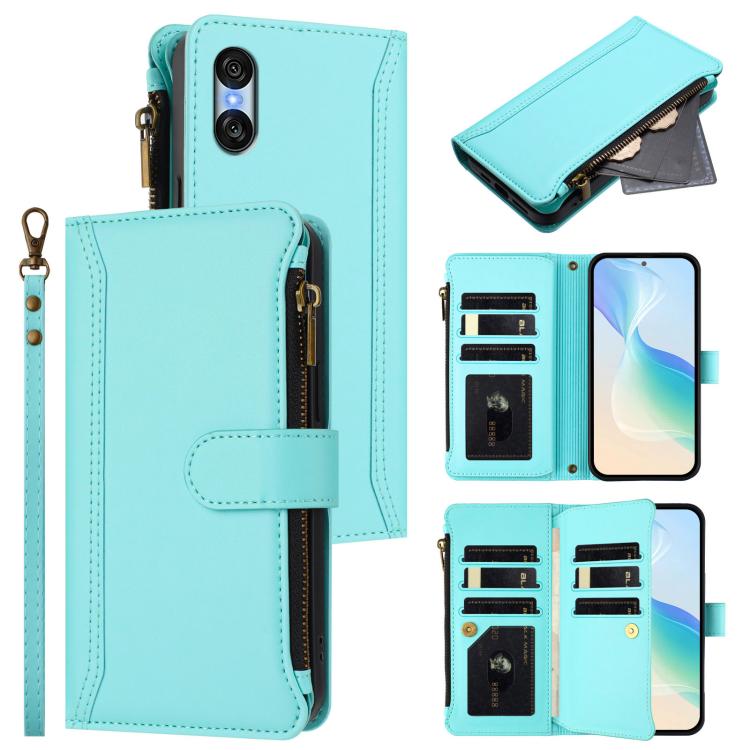 Magnetic Closure 9 Card Slots Zipper Leather Case with Hand Strap, For Sony Xperia 10 VI 2024, For Sony Xperia 1 VI 2024, For Sony Xperia 5 VI, For Sony Xperia 5 VI 2024, For Sony Xperia 5 V, For Sony Xperia 1 V 2023, For Sony Xperia 10 V 2023         ...