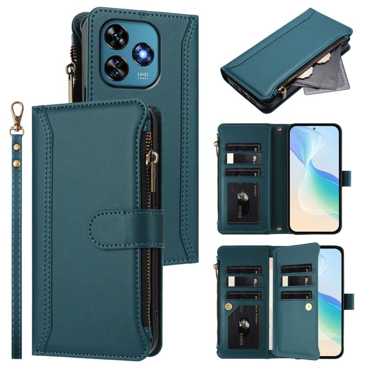 Magnetic Closure 9 Card Slots Zipper Leather Case with Hand Strap, For Oukitel C59 / C59 Pro, For Oukitel C58 / C58 Pro, For Oukitel C57s / C57 Pro / C57, For Oukitel C53, For Oukitel C50, For Oukitel C37, For Oukitel C51, For Oukitel C38