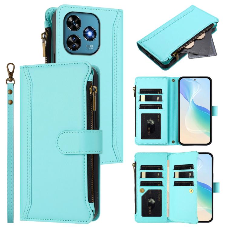 Magnetic Closure 9 Card Slots Zipper Leather Case with Hand Strap, For Oukitel C59 / C59 Pro, For Oukitel C58 / C58 Pro, For Oukitel C57s / C57 Pro / C57, For Oukitel C53, For Oukitel C50, For Oukitel C37, For Oukitel C51, For Oukitel C38