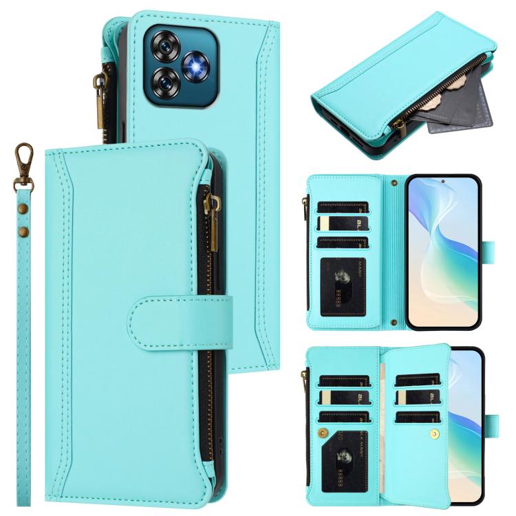 Magnetic Closure 9 Card Slots Zipper Leather Case with Hand Strap, For Oukitel C59 / C59 Pro, For Oukitel C58 / C58 Pro, For Oukitel C57s / C57 Pro / C57, For Oukitel C53, For Oukitel C50, For Oukitel C37, For Oukitel C51, For Oukitel C38