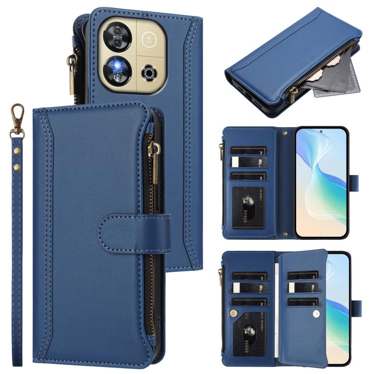 Magnetic Closure 9 Card Slots Zipper Leather Case with Hand Strap, For Oukitel C59 / C59 Pro, For Oukitel C58 / C58 Pro, For Oukitel C57s / C57 Pro / C57, For Oukitel C53, For Oukitel C50, For Oukitel C37, For Oukitel C51, For Oukitel C38