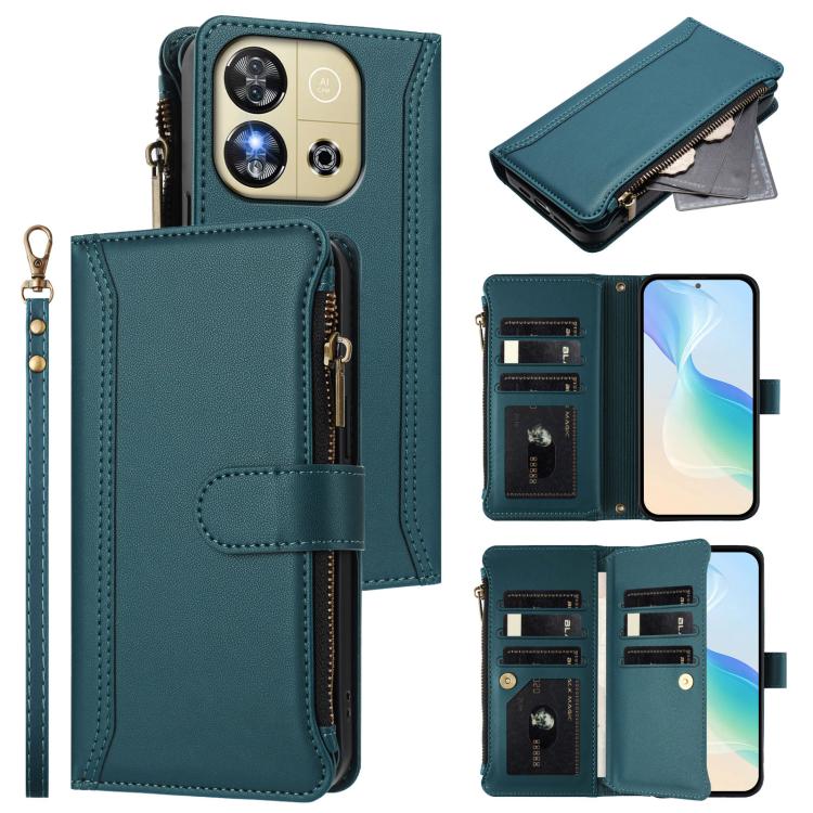 Magnetic Closure 9 Card Slots Zipper Leather Case with Hand Strap, For Oukitel C59 / C59 Pro, For Oukitel C58 / C58 Pro, For Oukitel C57s / C57 Pro / C57, For Oukitel C53, For Oukitel C50, For Oukitel C37, For Oukitel C51, For Oukitel C38