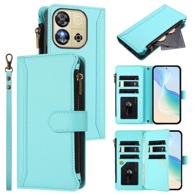 Magnetic Closure 9 Card Slots Zipper Leather Case with Hand Strap, For Oukitel C59 / C59 Pro, For Oukitel C58 / C58 Pro, For Oukitel C57s / C57 Pro / C57, For Oukitel C53, For Oukitel C50, For Oukitel C37, For Oukitel C51, For Oukitel C38