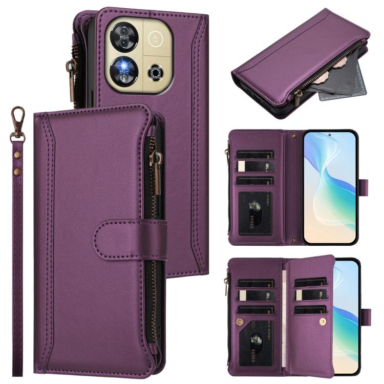 Magnetic Closure 9 Card Slots Zipper Leather Case with Hand Strap, For Oukitel C59 / C59 Pro, For Oukitel C58 / C58 Pro, For Oukitel C57s / C57 Pro / C57, For Oukitel C53, For Oukitel C50, For Oukitel C37, For Oukitel C51, For Oukitel C38