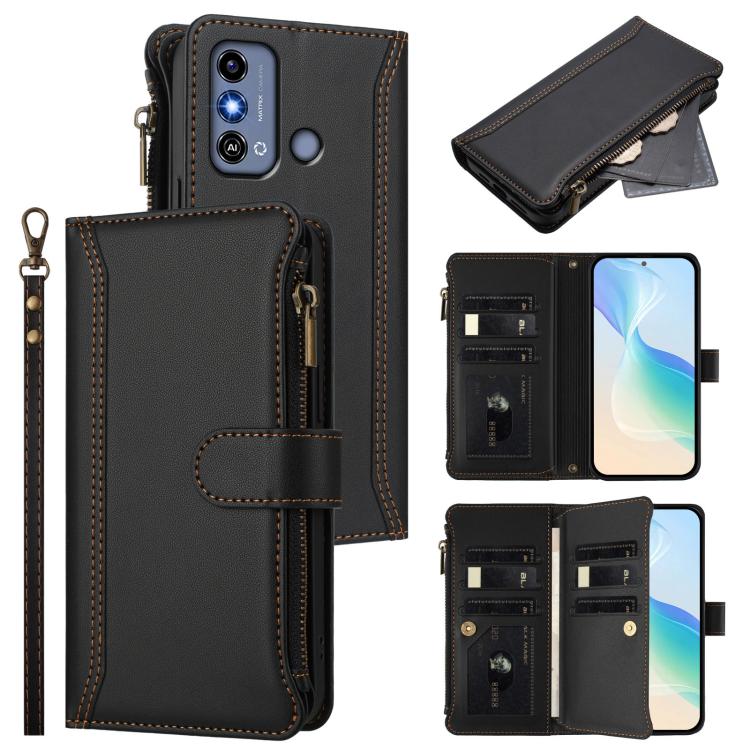 Magnetic Closure 9 Card Slots Zipper Leather Case with Hand Strap, For ZTE Blade V50 Vita, For ZTE Blade A53 / A53+, For ZTE Blade A53 Pro, For ZTE Blade V40s, For ZTE Blade A52