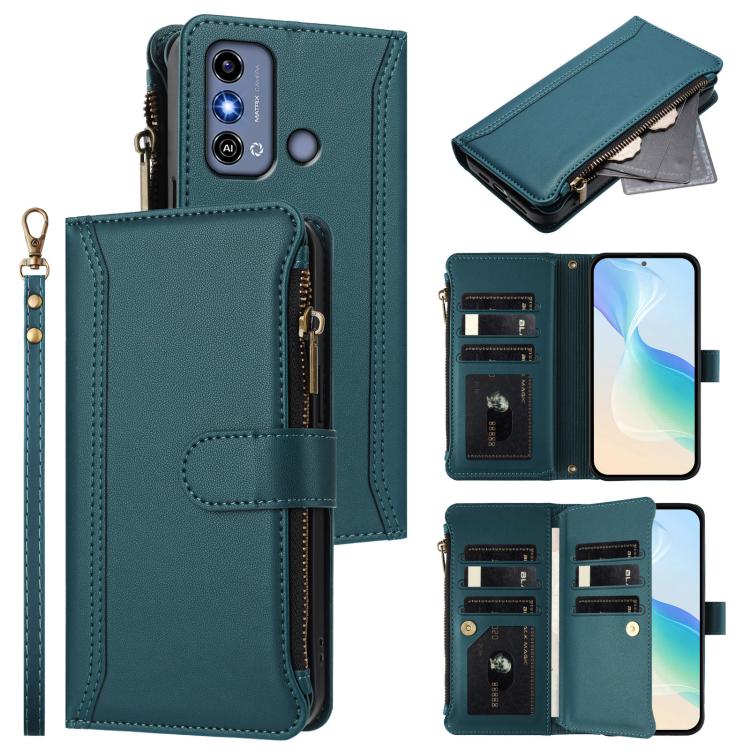 Magnetic Closure 9 Card Slots Zipper Leather Case with Hand Strap, For ZTE Blade V50 Vita, For ZTE Blade A53 / A53+, For ZTE Blade A53 Pro, For ZTE Blade V40s, For ZTE Blade A52