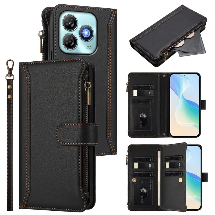 Magnetic Closure 9 Card Slots Zipper Leather Case with Hand Strap, For ZTE Blade V60 Vita / V60 Design, For ZTE Blade A75 5G / Nubia Focus 5G, For ZTE Blade A75 4G, For ZTE Blade A35 / A55, For ZTE Nubia Focus Pro 5G, For ZTE Nubia Z60 Ultra           ...