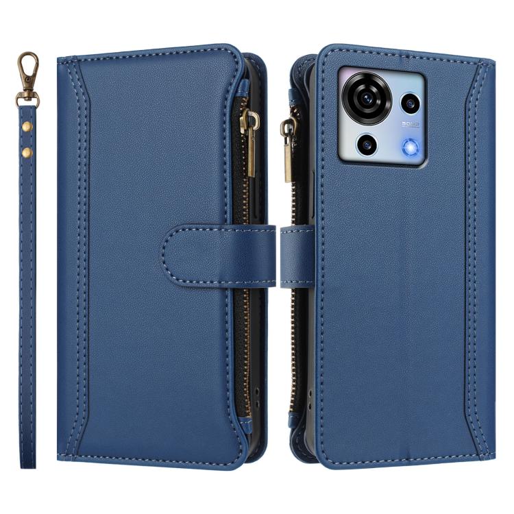 Magnetic Closure 9 Card Slots Zipper Leather Case with Hand Strap, For ZTE Blade V50 Vita, For ZTE Blade A53 / A53+, For ZTE Blade A53 Pro, For ZTE Blade V40s, For ZTE Blade A52
