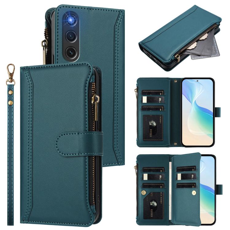 Magnetic Closure 9 Card Slots Zipper Leather Case with Hand Strap, For ZTE Nubia P7 Pro 5G/Optus X Value 5G, For ZTE Nubia P9 Pro 5G/Optus X Pro 2 5G, For ZTE nubia RedMagic 11 Air, For ZTE Blade A75 Pro/Telstra T-Elite 5G, For ZTE Blade A76 4G        ...