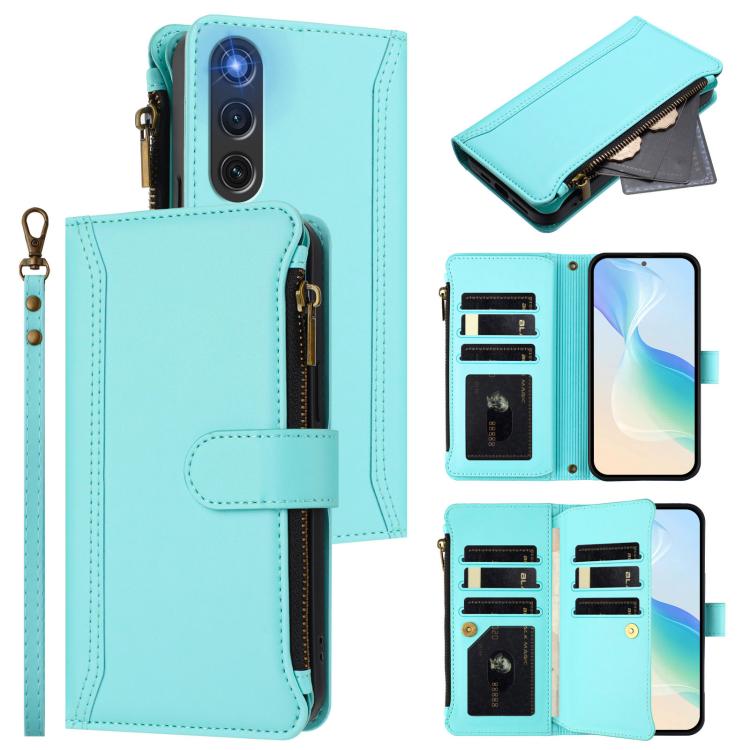 Magnetic Closure 9 Card Slots Zipper Leather Case with Hand Strap, For ZTE Nubia P7 Pro 5G/Optus X Value 5G, For ZTE Nubia P9 Pro 5G/Optus X Pro 2 5G, For ZTE nubia RedMagic 11 Air, For ZTE Blade A75 Pro/Telstra T-Elite 5G, For ZTE Blade A76 4G        ...
