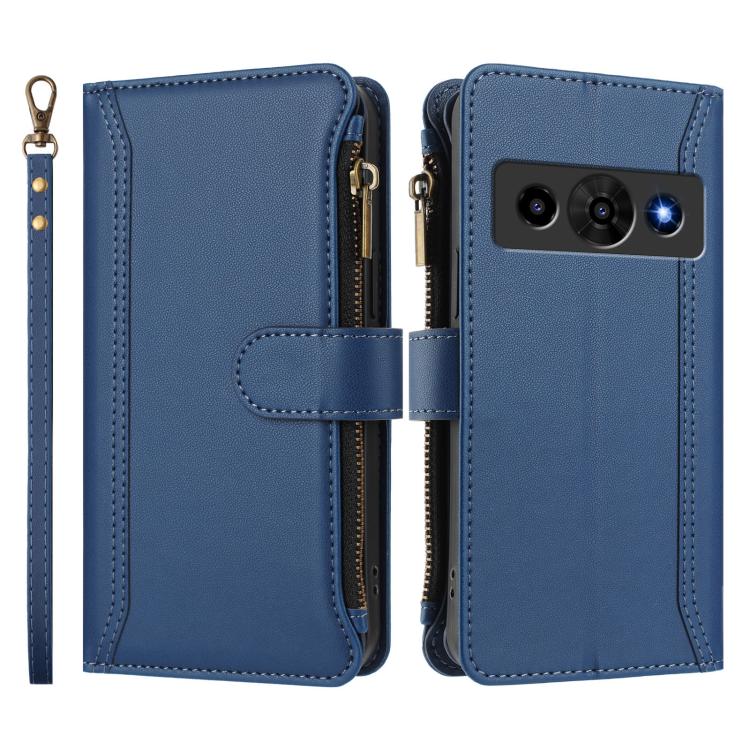 Magnetic Closure 9 Card Slots Zipper Leather Case with Hand Strap, For ZTE Nubia P7 Pro 5G/Optus X Value 5G, For ZTE Nubia P9 Pro 5G/Optus X Pro 2 5G, For ZTE nubia RedMagic 11 Air, For ZTE Blade A75 Pro/Telstra T-Elite 5G, For ZTE Blade A76 4G        ...