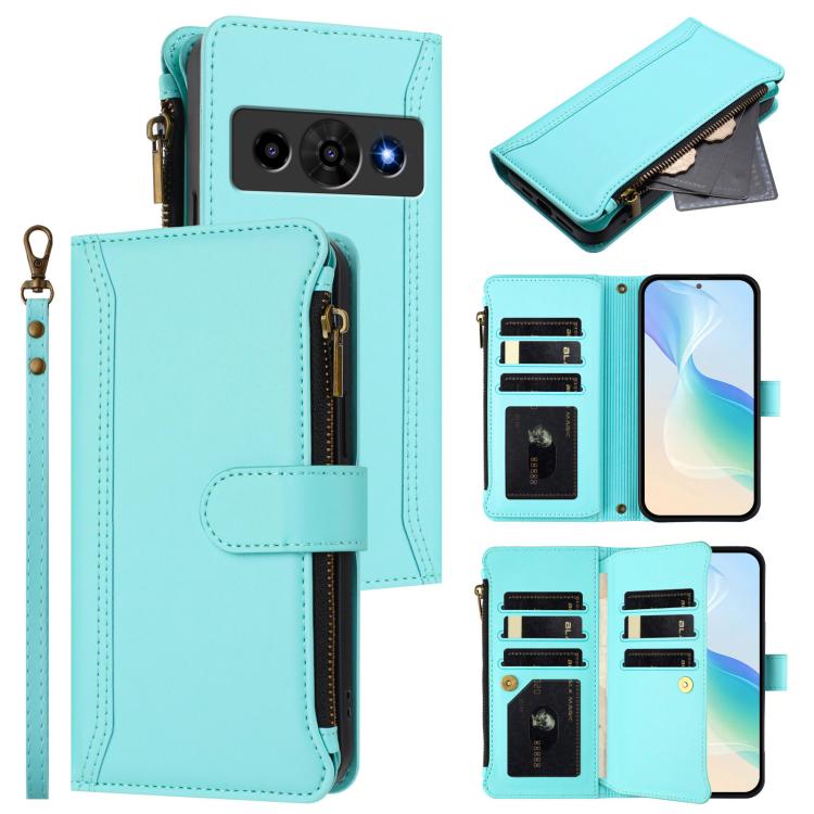 Magnetic Closure 9 Card Slots Zipper Leather Case with Hand Strap, For ZTE Nubia P7 Pro 5G/Optus X Value 5G, For ZTE Nubia P9 Pro 5G/Optus X Pro 2 5G, For ZTE nubia RedMagic 11 Air, For ZTE Blade A75 Pro/Telstra T-Elite 5G, For ZTE Blade A76 4G        ...