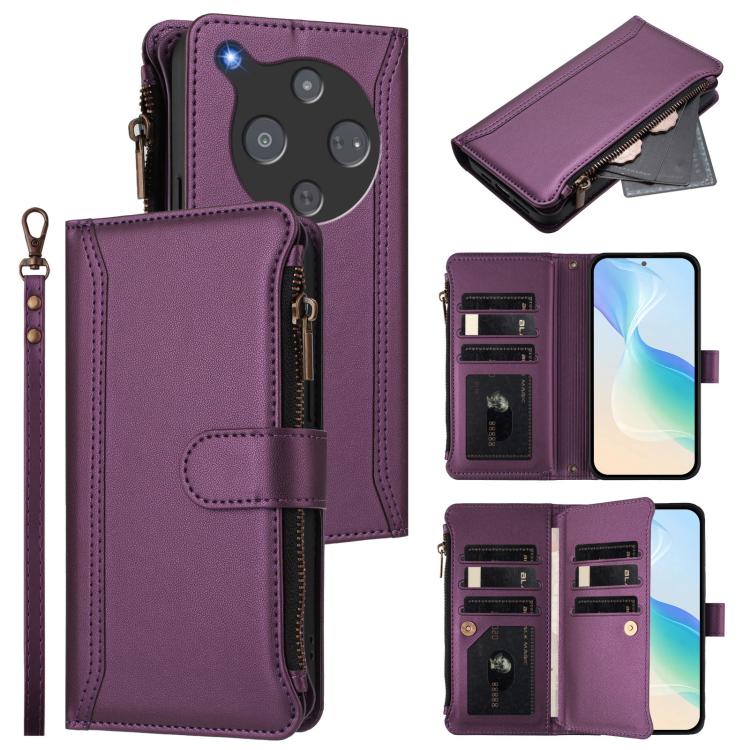 Magnetic Closure 9 Card Slots Zipper Leather Case with Hand Strap, For ZTE Nubia P7 Pro 5G/Optus X Value 5G, For ZTE Nubia P9 Pro 5G/Optus X Pro 2 5G, For ZTE nubia RedMagic 11 Air, For ZTE Blade A75 Pro/Telstra T-Elite 5G, For ZTE Blade A76 4G        ...