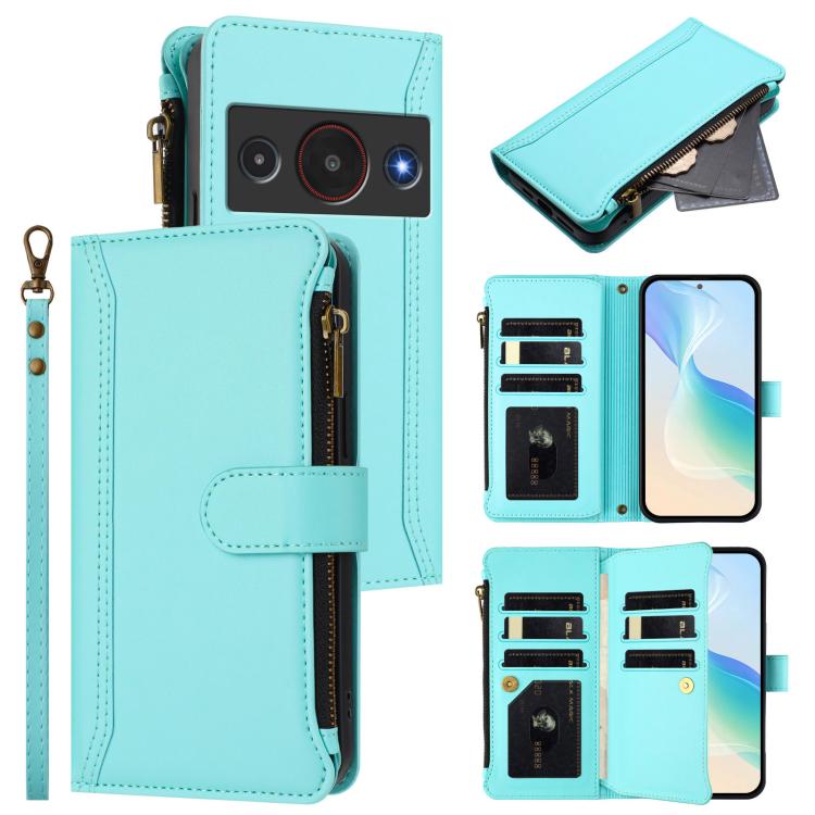 Magnetic Closure 9 Card Slots Zipper Leather Case with Hand Strap, For ZTE Nubia P7 Pro 5G/Optus X Value 5G, For ZTE Nubia P9 Pro 5G/Optus X Pro 2 5G, For ZTE nubia RedMagic 11 Air, For ZTE Blade A75 Pro/Telstra T-Elite 5G, For ZTE Blade A76 4G        ...