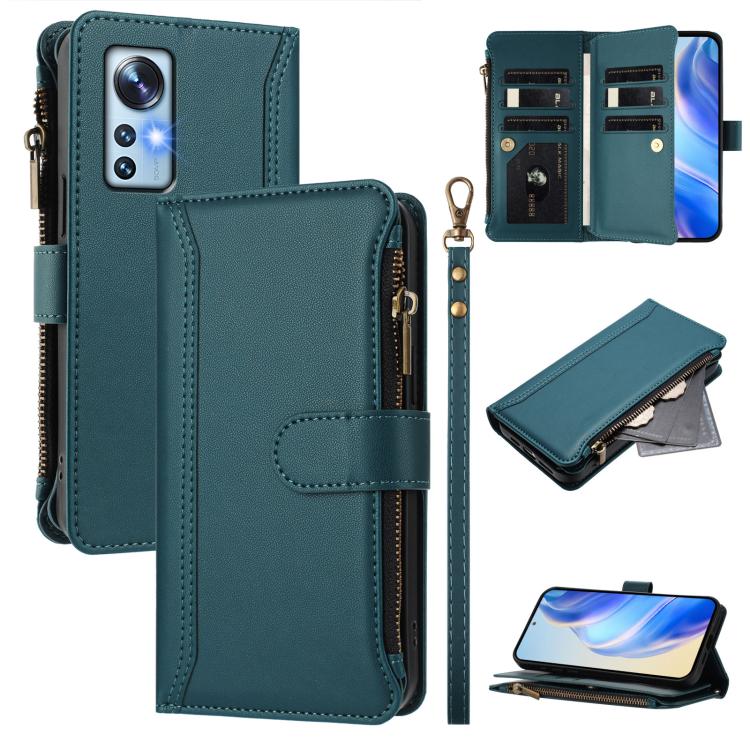 Magnetic Closure 9 Card Slots Zipper Leather Case with Hand Strap, For Xiaomi 12 Pro / 12S Pro, For Xiaomi 12 / 12X / 12S, For Xiaomi 12 Lite, For Xiaomi Poco C40 / Redmi 10C, For Xiaomi Civi 1S, For Xiaomi Poco M4 Pro 4G, For Xiaomi Poco X4 Pro 5G    ...