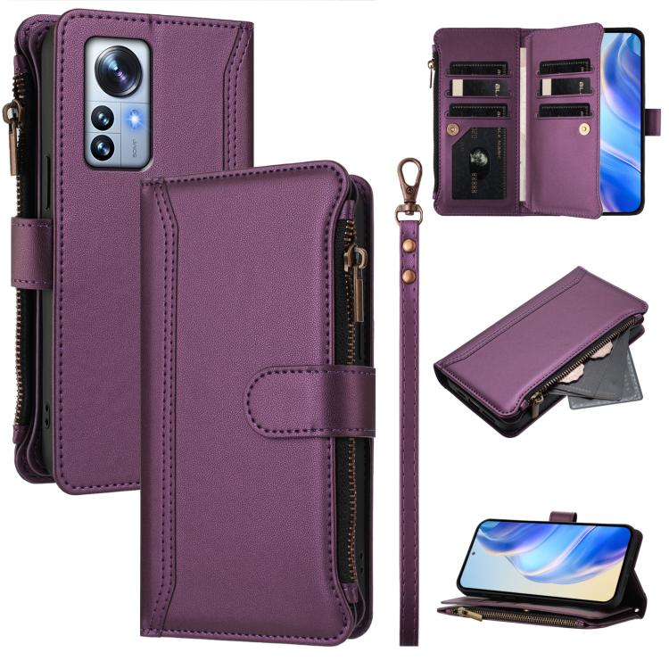 Magnetic Closure 9 Card Slots Zipper Leather Case with Hand Strap, For Xiaomi 12 Pro / 12S Pro, For Xiaomi 12 / 12X / 12S, For Xiaomi 12 Lite, For Xiaomi Poco C40 / Redmi 10C, For Xiaomi Civi 1S, For Xiaomi Poco M4 Pro 4G, For Xiaomi Poco X4 Pro 5G    ...