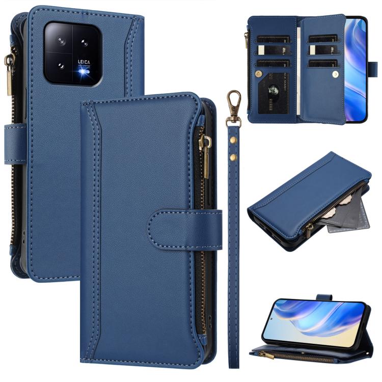 Magnetic Closure 9 Card Slots Zipper Leather Case with Hand Strap, For Xiaomi 13T / 13T Pro / Redmi K60 Ultra, For Xiaomi 13 Ultra, For Xiaomi Civi 3, For Xiaomi 13 Lite / Civi 2, For Xiaomi 13 Pro, For Xiaomi 13                                        ...