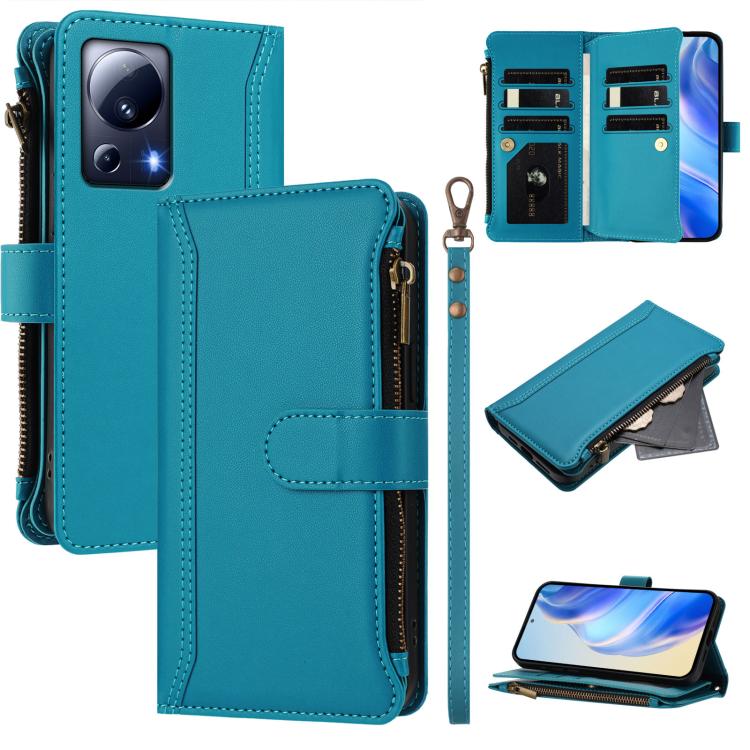 Magnetic Closure 9 Card Slots Zipper Leather Case with Hand Strap, For Xiaomi 13T / 13T Pro / Redmi K60 Ultra, For Xiaomi 13 Ultra, For Xiaomi Civi 3, For Xiaomi 13 Lite / Civi 2, For Xiaomi 13 Pro, For Xiaomi 13                                        ...