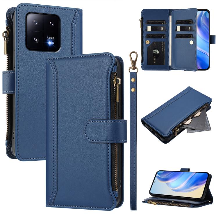 Magnetic Closure 9 Card Slots Zipper Leather Case with Hand Strap, For Xiaomi 13T / 13T Pro / Redmi K60 Ultra, For Xiaomi 13 Ultra, For Xiaomi Civi 3, For Xiaomi 13 Lite / Civi 2, For Xiaomi 13 Pro, For Xiaomi 13                                        ...