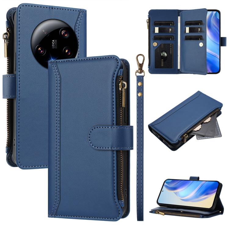Magnetic Closure 9 Card Slots Zipper Leather Case with Hand Strap, For Xiaomi 13T / 13T Pro / Redmi K60 Ultra, For Xiaomi 13 Ultra, For Xiaomi Civi 3, For Xiaomi 13 Lite / Civi 2, For Xiaomi 13 Pro, For Xiaomi 13                                        ...